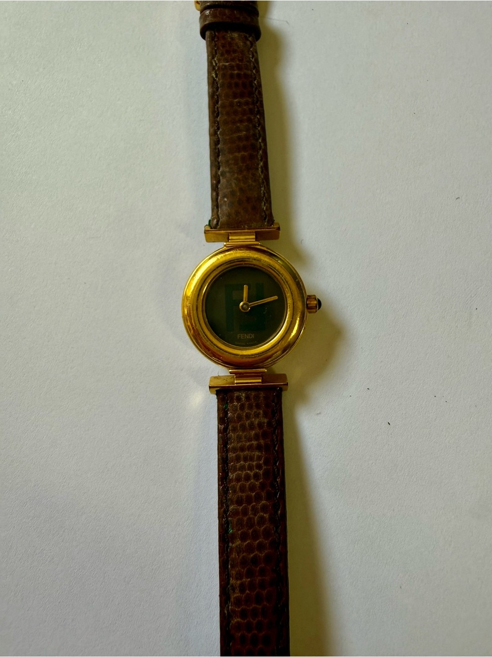 Fendi Vintage 320L Watch with Fendi Dial and Brown Leather Strap not working